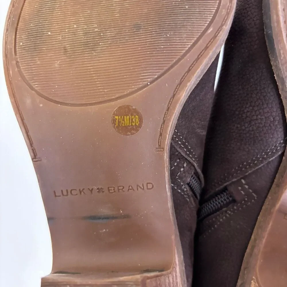 Lucky Brand Brown Faux‎ Leather Cut Out Ankle Booties 7.5